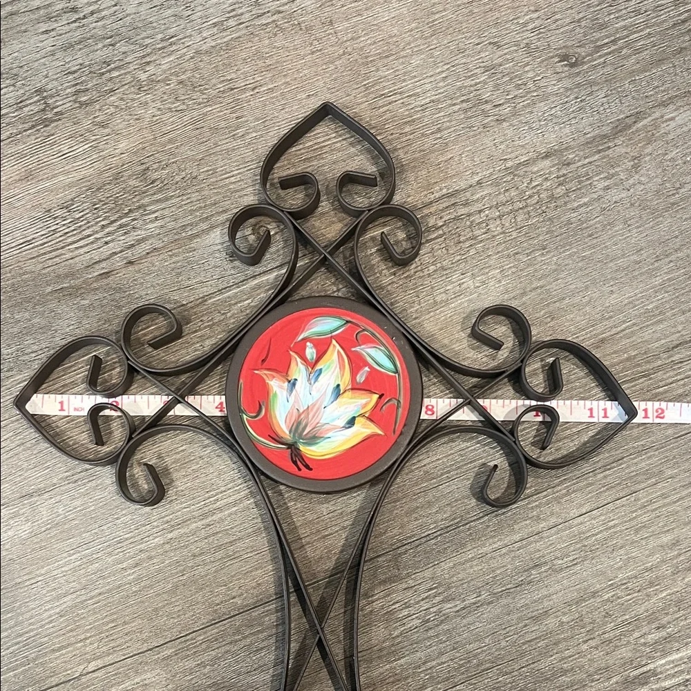 Southern Living Iron Ceramic Floral Wall Cross